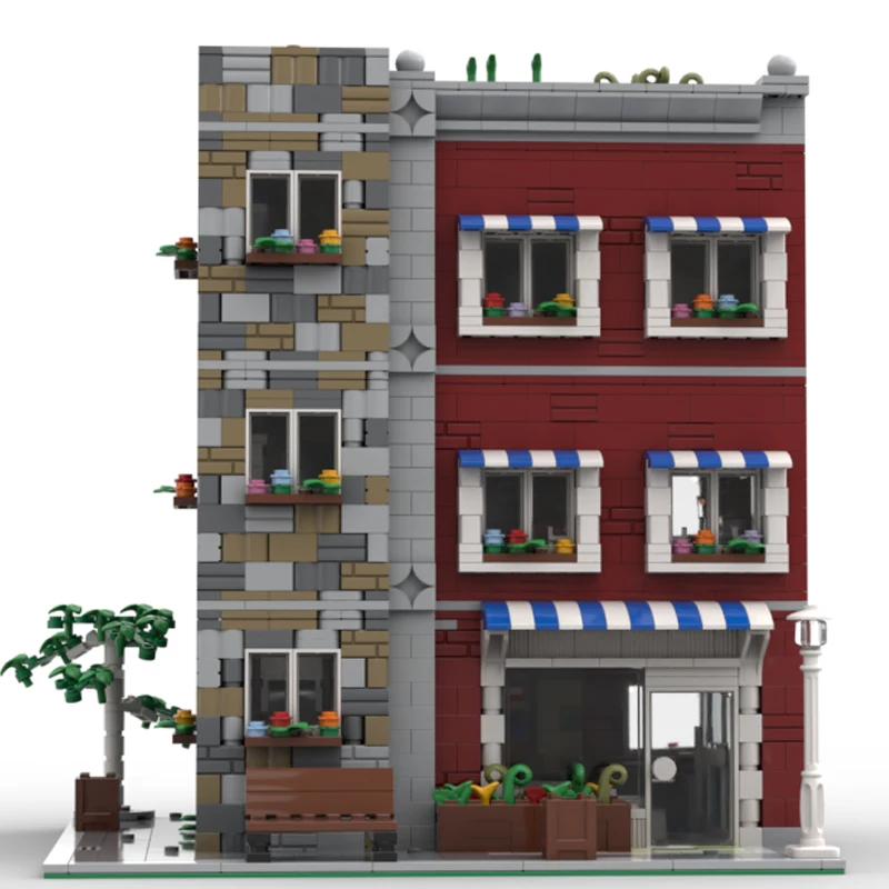 Street View Series Modular Architecture Set Grocery Store Cafe Modle Building Blocks Bricks DIY Assembly Toy for  Gift