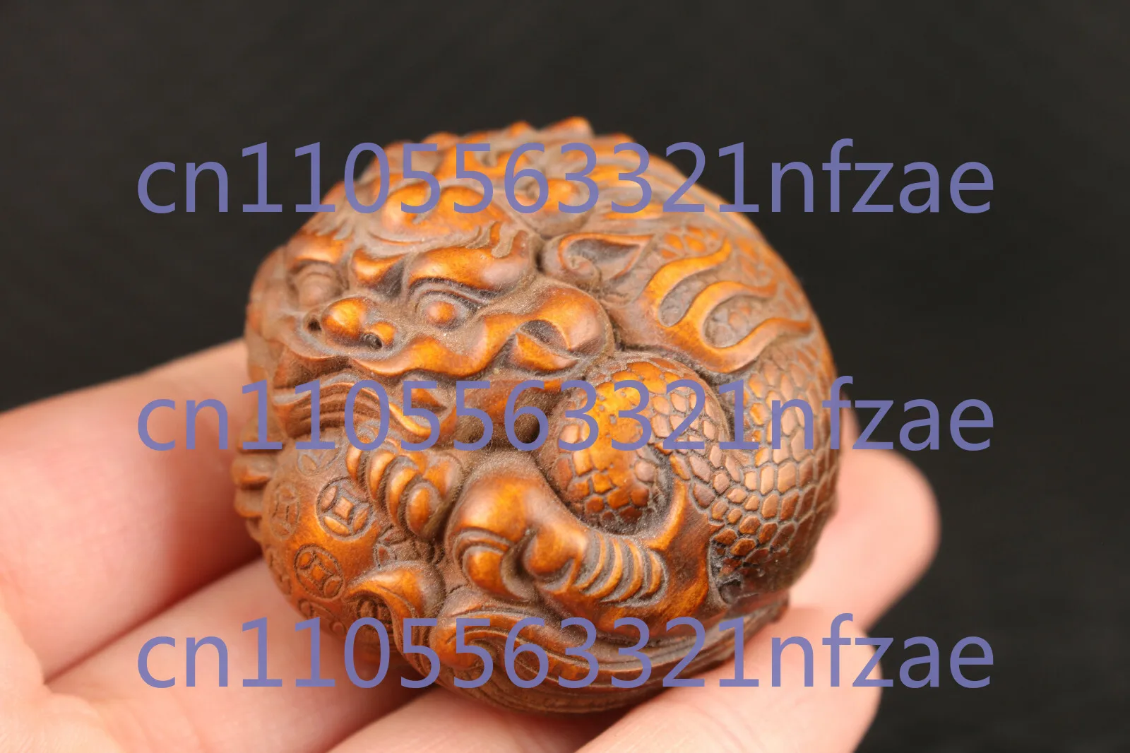 

Коллекционная китайская статуя самшита ручной работы Qilin Pixiu kirin netsuke