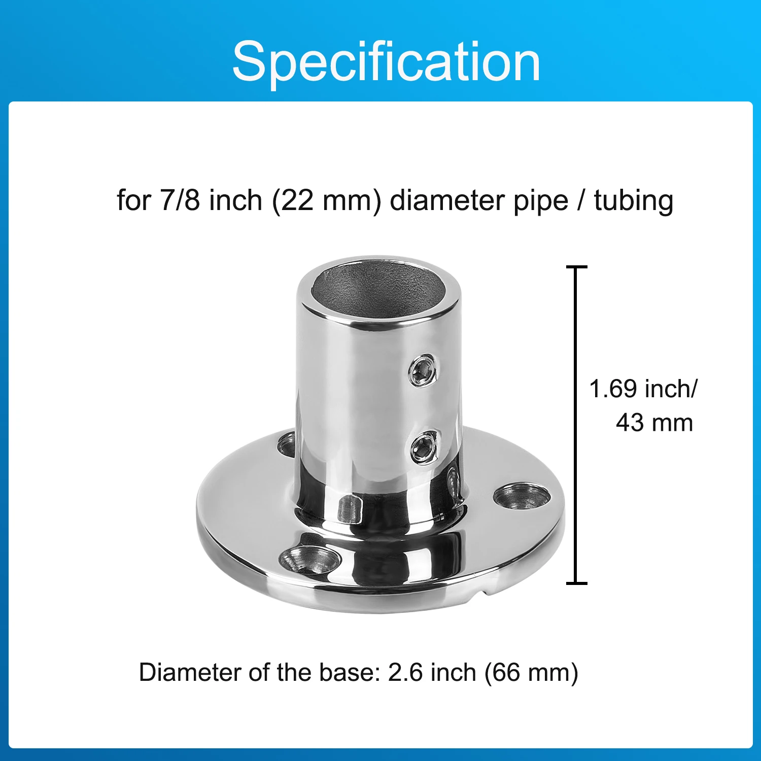 Marine Grade 316 Ss Round 90 Degree Base Rail Fitting for 7/8 inch Tube，Boat Hand Rail Base, Durable, Versatile Application.