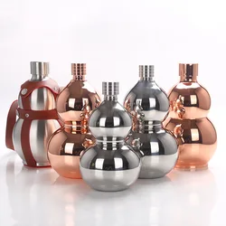 Stainless Steel 304 Wine Flask Russian Hip Flask Gourd Shaped Wine Flask Outdoor Portable Bottle with Cup Sleeve Sport Bottle