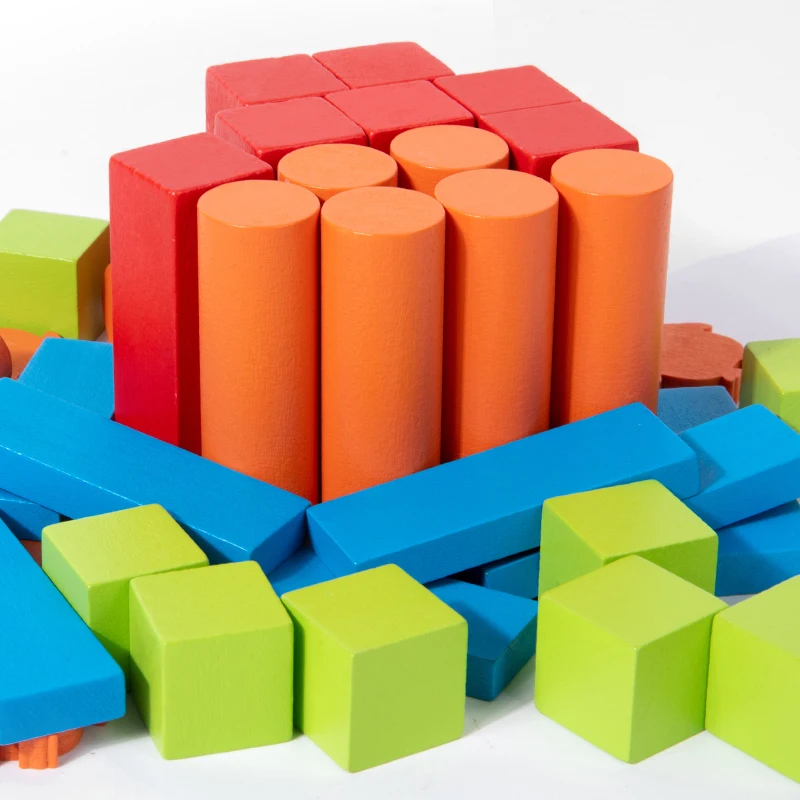 مكدس خشبي لعبة طفل اللبنات شكل هندسي لعبة ألعاب مونتيسوري قوس قزح كتل منشئ مجموعة ألعاب تعليمية #4