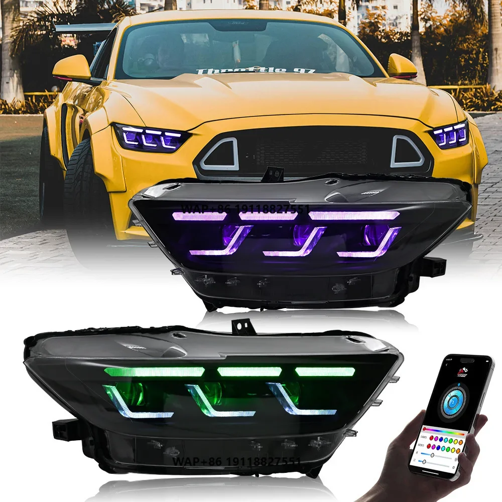 New Condition 6000k Color Temperature Modified RGB Mode LED Car Headlight Assembly for F2015-17
