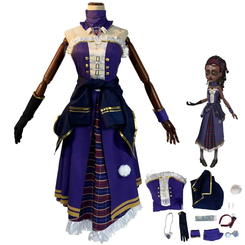 Anime Game Identity Ⅴ Patricia Dorval Enchantress Cosplay Costume Purple Evening Dress Coat Woman Sexy Masked Ball Party Suitx;2