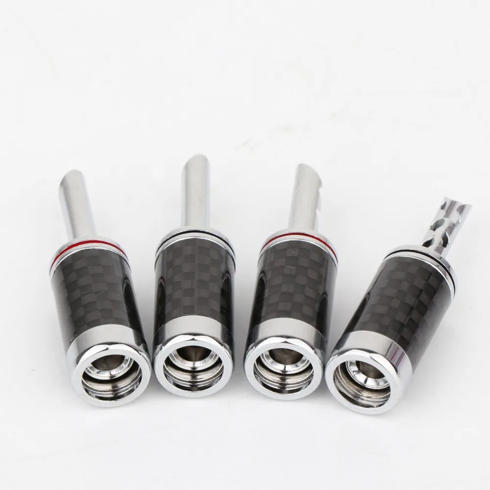 HIFI 8PCS BFA Rhodium plated banana plug Carbon fiber audio speaker cable banana connector