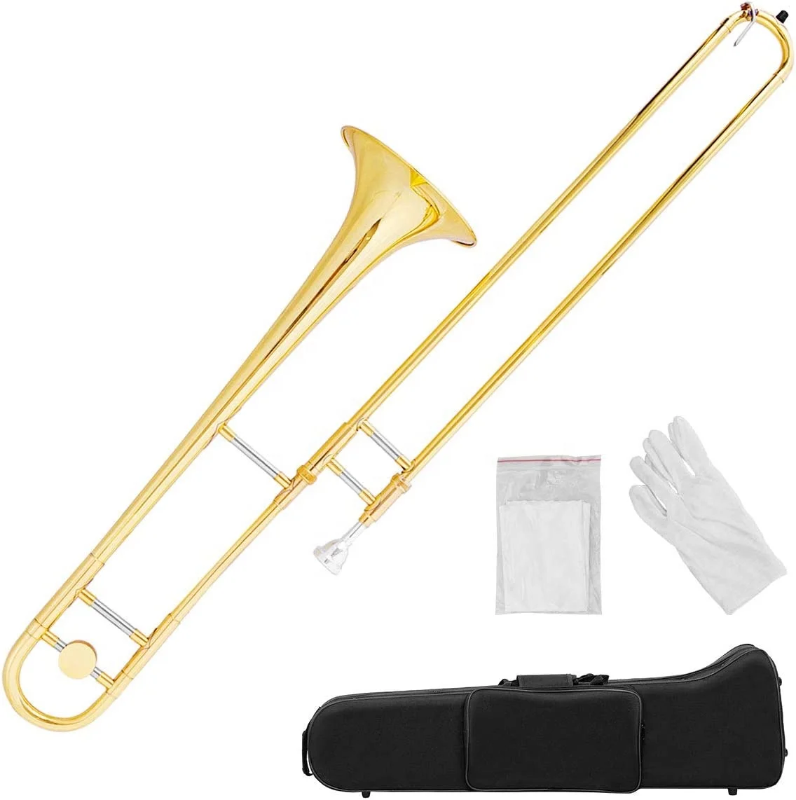 

Hooqu Brass B Flat Tenor Slide Trombone, Trombone Instruments For Beginners Students