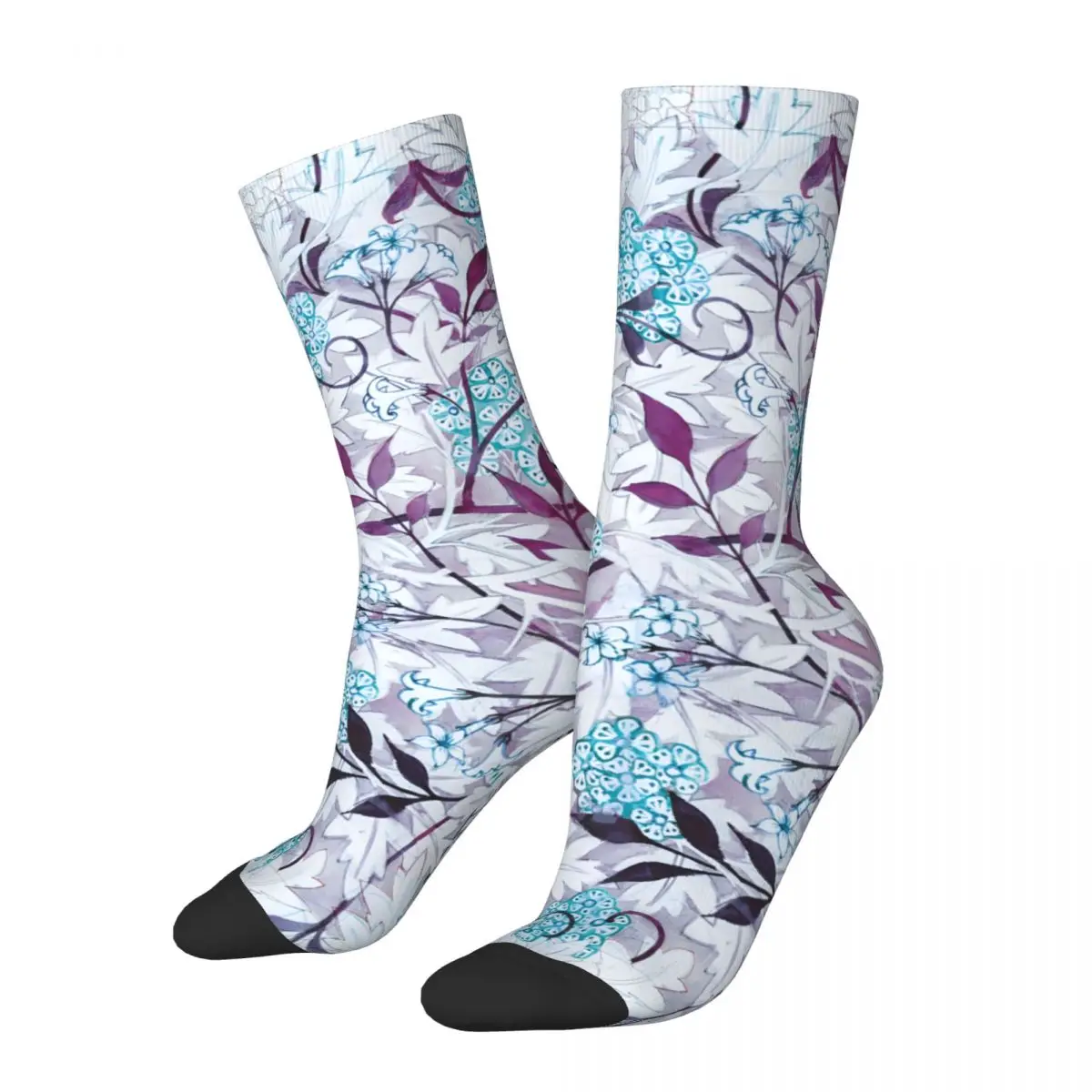 Crazy compression William Morris Jasmine Pattern In Blue And Purple Sock for Men Harajuku Seamless Pattern Crew Sock Casual