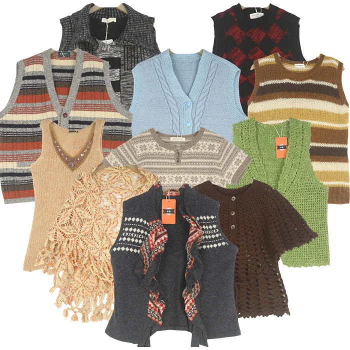 

Vintage Candy Colored Angora Rabbit Hair Vest Patchwork Wool Blend Long Sve round Ne Regular Fit Spring Commute Sle