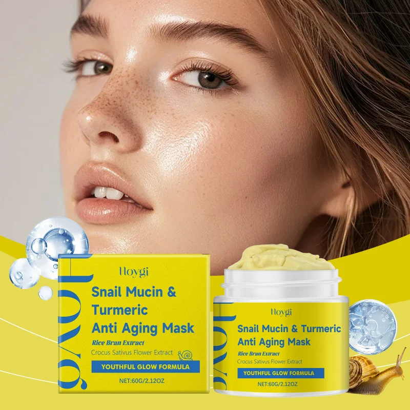 

Snail Mucus Turmeric Mask, Gentle Cleansing Facial Skin, Hydrating Moisturizing, Brightening Care Mask For Facial Nourishment
