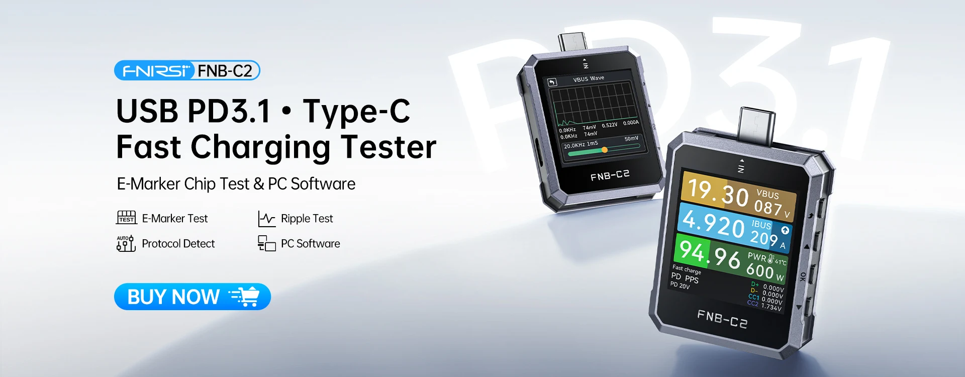 FNIRSI-FNB58 USB Spannung Tester TYPE-C Voltmeter Amperemeter Schnelle Ladung Erkennung Trigger Kapazität Messung Welligkeit Messung – Detail 1