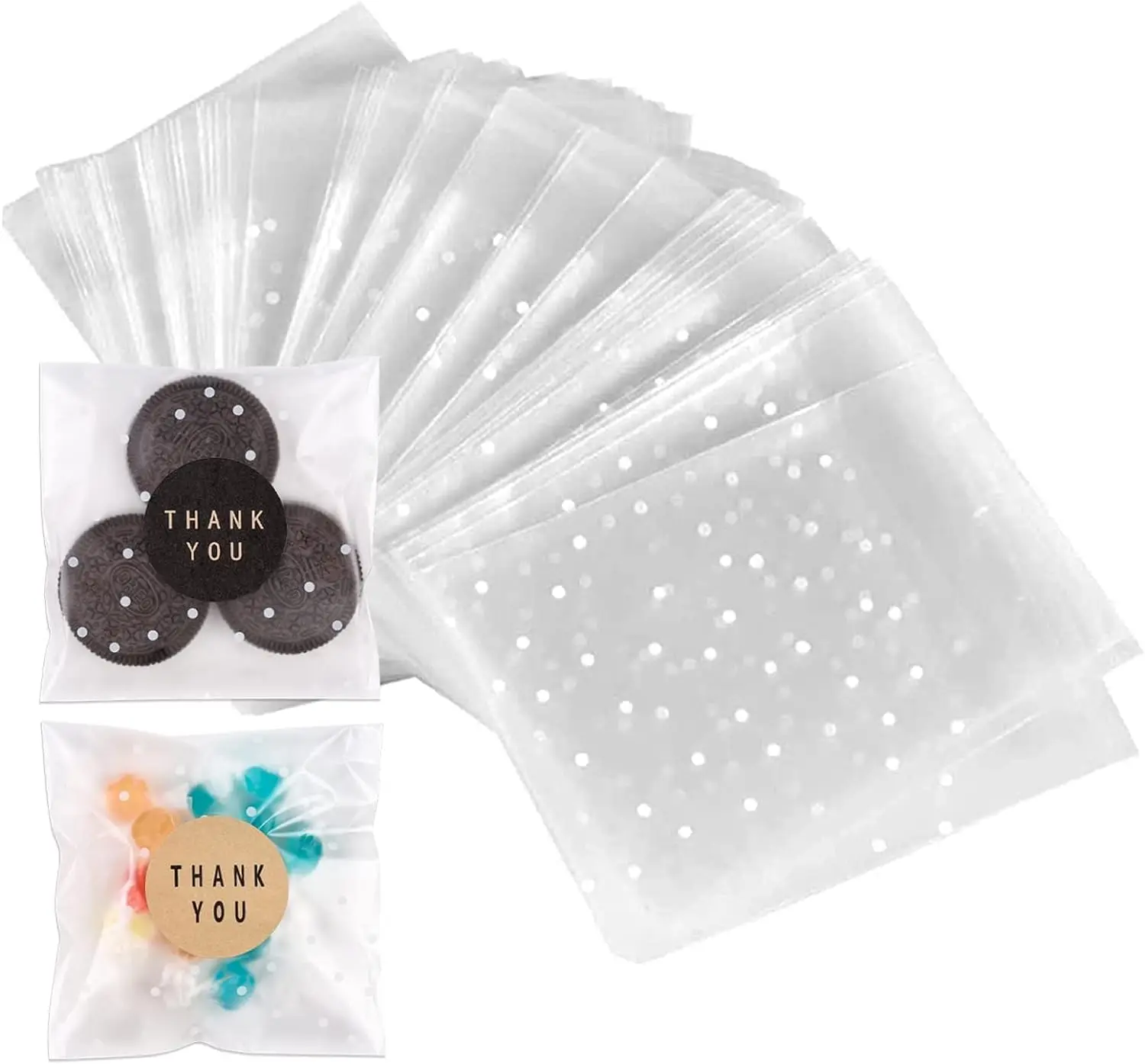 

100pcs Plastic Dot Small Self Sealing Bags For DIY Candy Cookie Storage Pouch Jewelry Packaging Supplies Accessories Wholesale