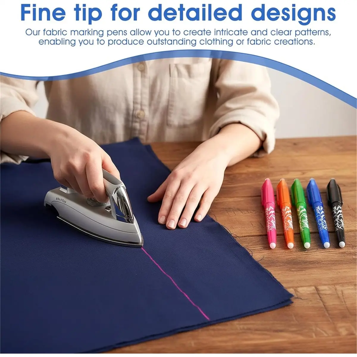 Eco-friendly 8pcs Heat Erasable Pens for Fabric with 10Pcs Sewing Clips Fabric Marking Pens for Marking Quilting Sewing Dressmak