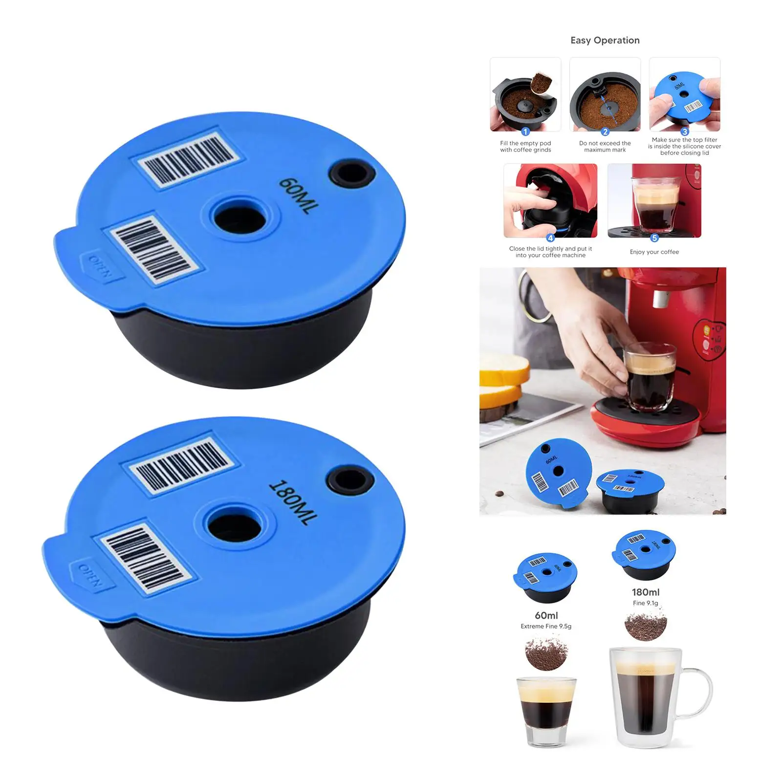 كبسولات قهوة صديقة للبيئة مع إعداد عالمي وغطاء مريح