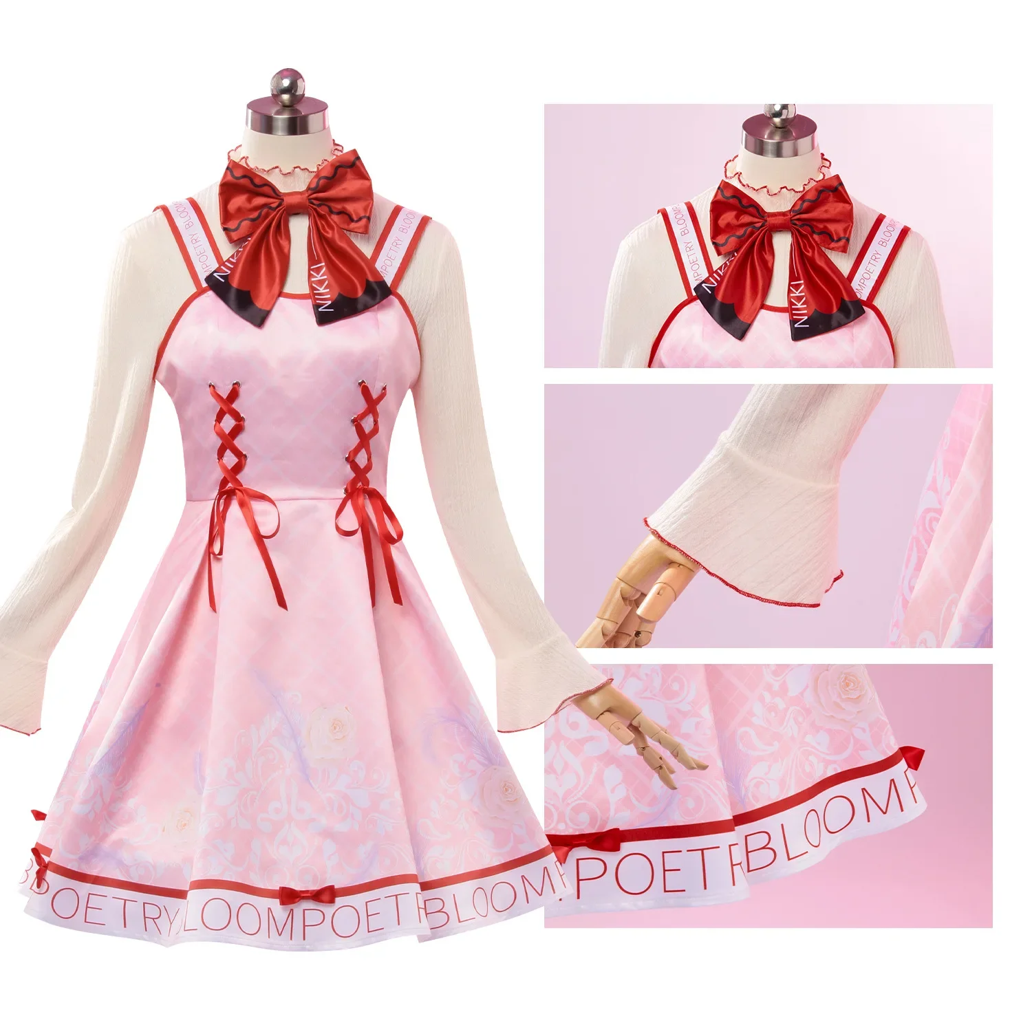 In Stock Nikki Cosplay Costume Anime Infinity Nikki Cosplay Lolita Pink Dress Halloween Party Outfits for Women