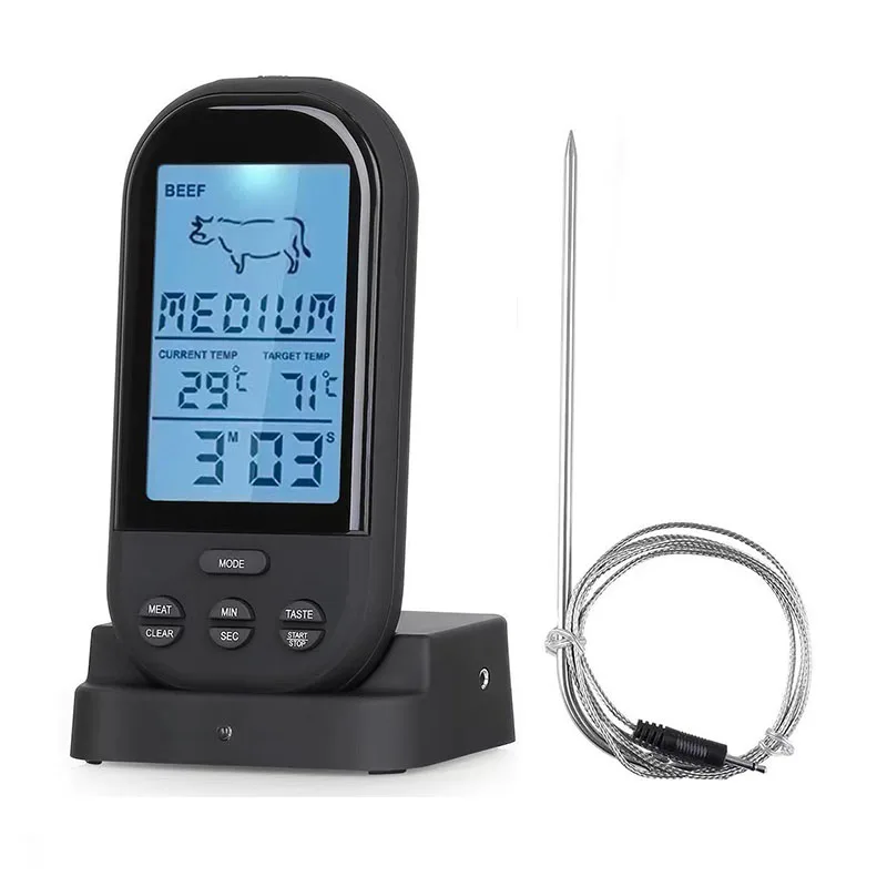 Wireless BBQ Thermometer Probe Digital BBQ Cooking Kitchen Food Meat Thermometer Timer Water Thermometer