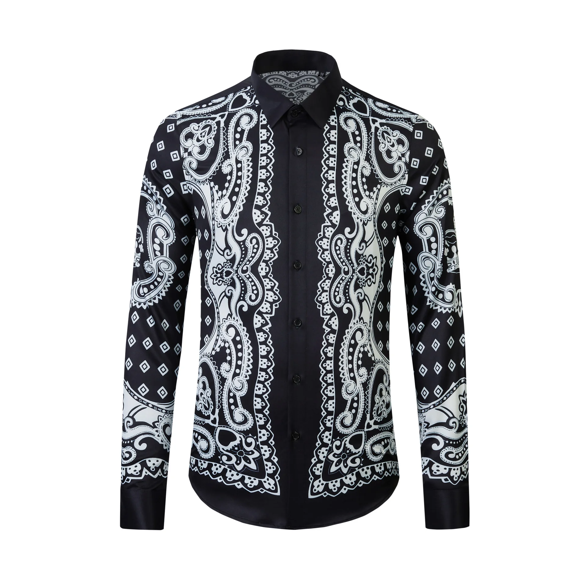 

Brand Retro Printed Men's Shirt Slim Fit Long Sleeve Casual Social Shirts High-quality Business Party Banquet Dress Shirt 2025