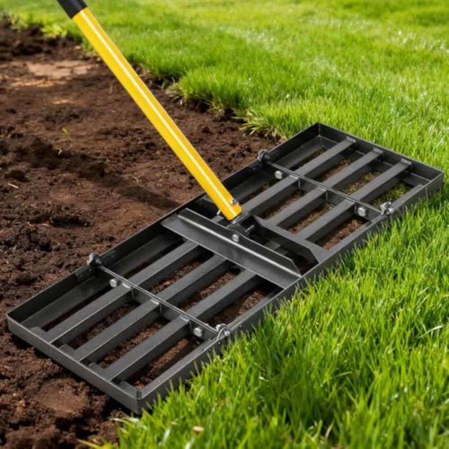 

Грабли для выравнивания газона 30 дюймов, для выравнивания почвы, с регулируемой стальной ручкой 78 дюймов, сверхпрочные, экономящие усилия, для ландшафтных работ