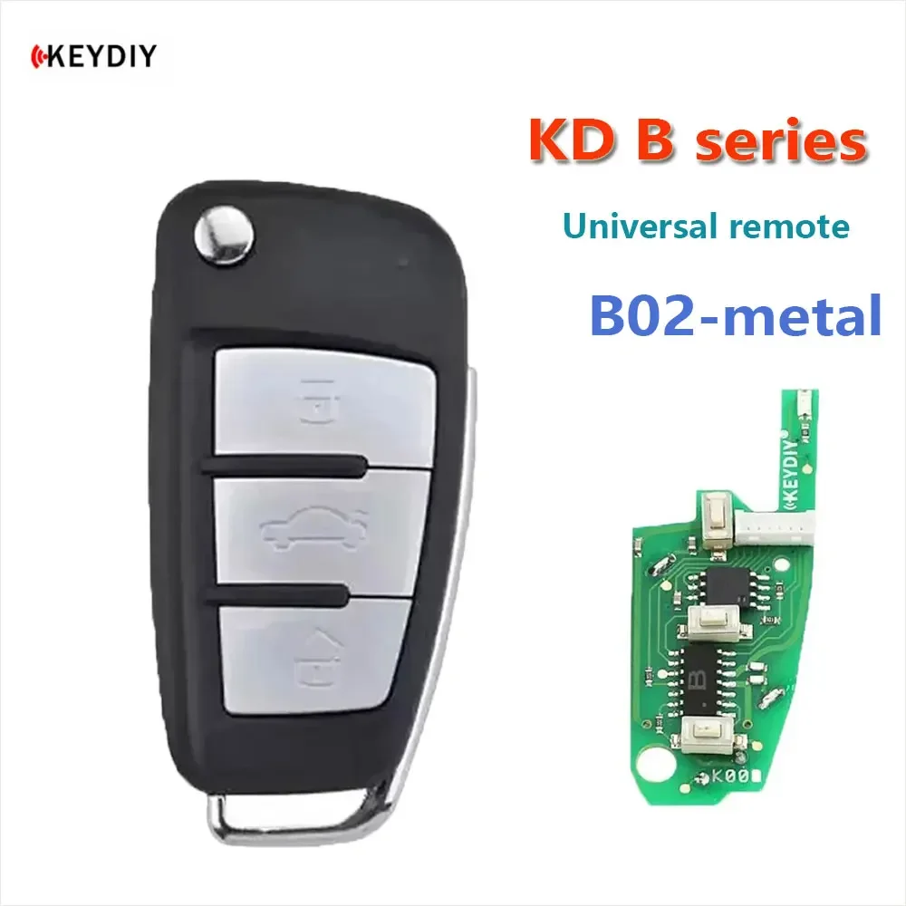 KEYDIY KD B02 Metal Universal Remote Car Key 3 Buttons for Audi A6L Style B Series Car Key for KD900 KD900+ URG200 KD-X2 Mini