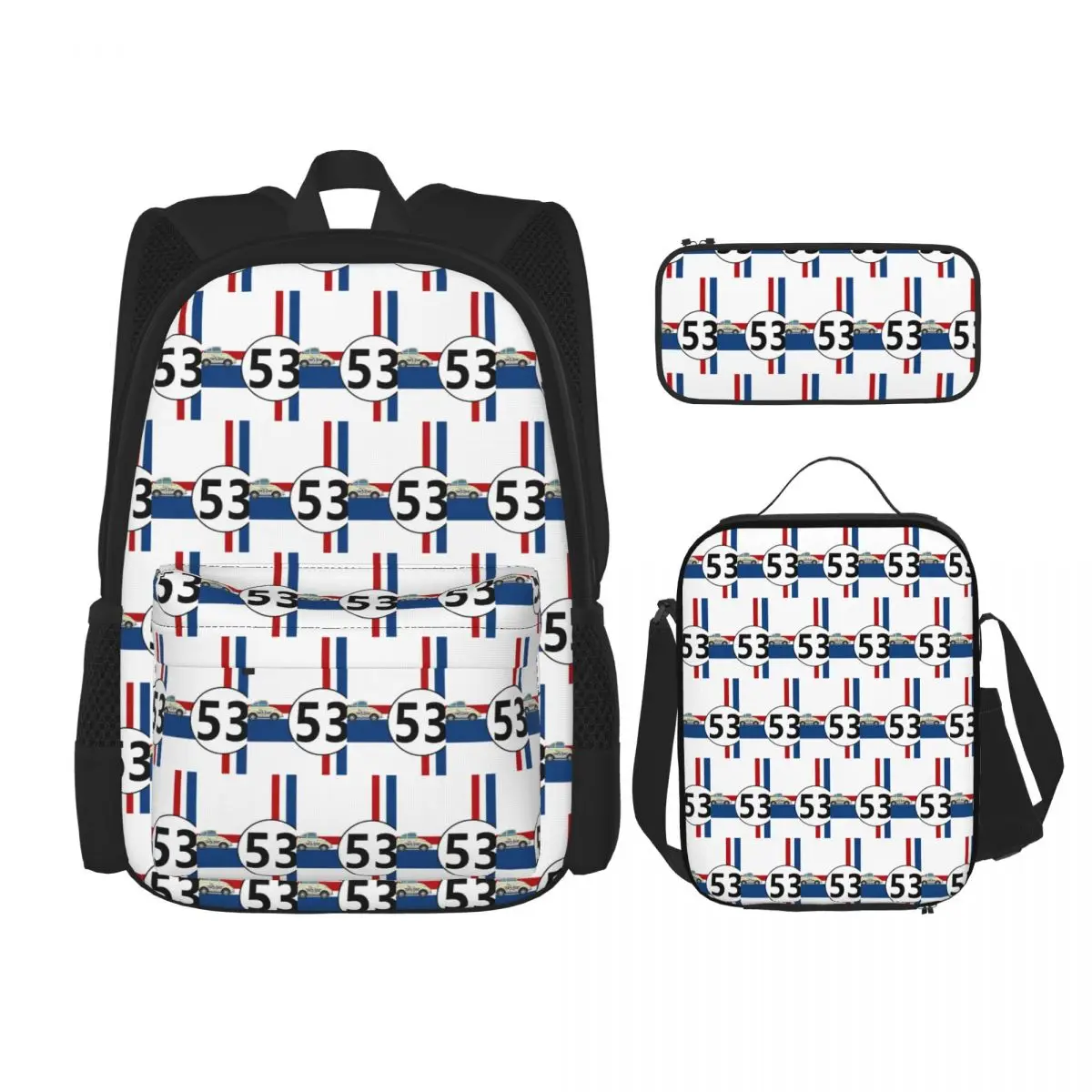 

Herbie Number Backpacks Boys Girls Bookbag Students School Bags Kids Rucksack Lunch Bag Pen Bag Three-Piece Set