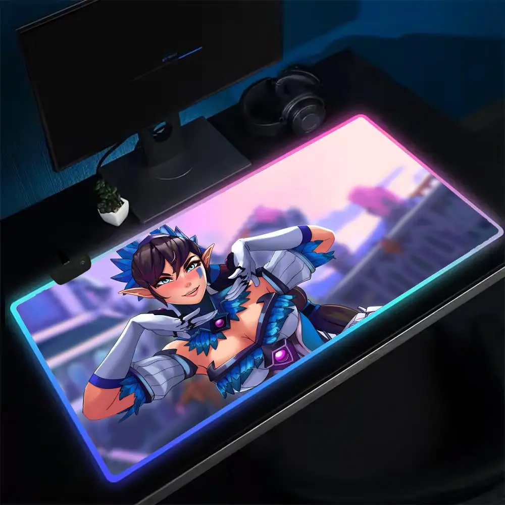 

Популярный коврик для мыши P-Paladins, игровой коврик для мыши в стиле аниме, светодиодные настольные коврики с подсветкой, резиновые настольные коврики XXL RGB