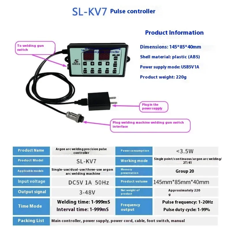 TIG Welding Machine Modification Cold Welder Machine Pulse Time Controller SL-KV7 Argon Welder To Cold Welding Control Board