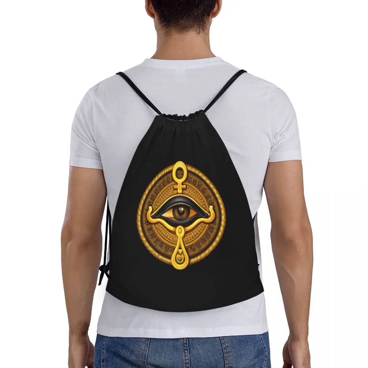 

Egyptian Eye Of Horus Backpacks Casual Portable Drawstring Bags Storage Bag Book Bags For Man Woman School