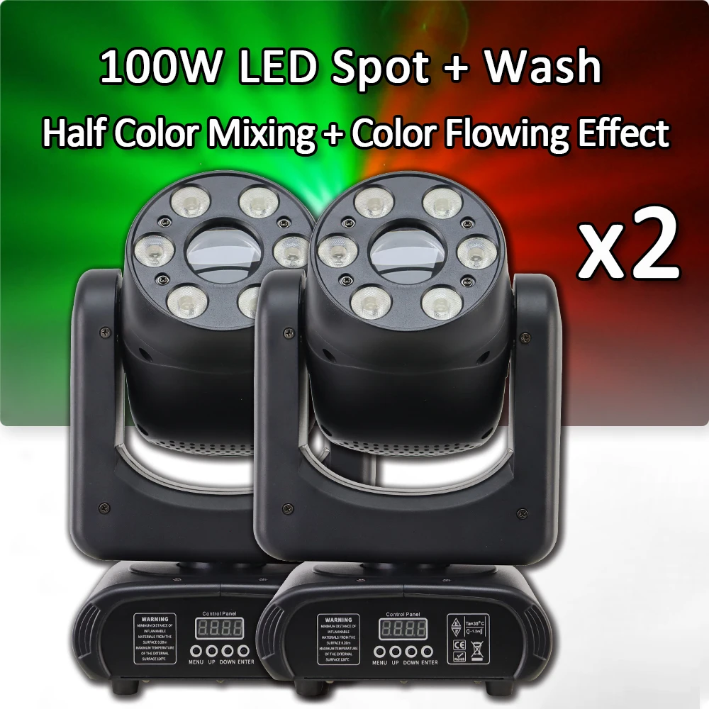 

2Pcs/Lot Beam Spot Wash 3in1 100W LED Moving Head Light Gobo Spot Club Lights For DJ Disco Home DMX512 Stage Lighting