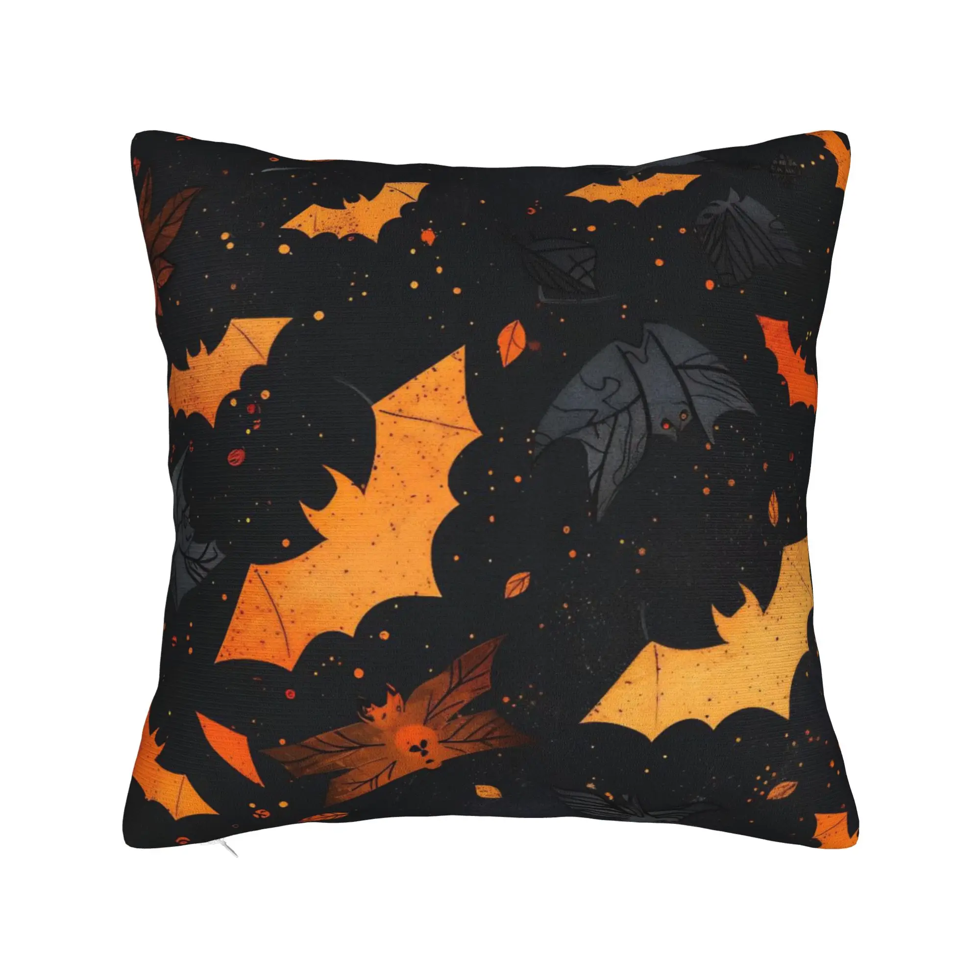 Happy Halloween Square Pillow Cases Bats Spooky Cushion Cover Customized Polyester Decorative Pillowcase for Home 40*40cm