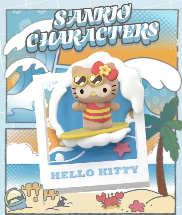 

Original Summer Surfing Series Blind Box Ornament Anime Surprise Box Kuromi Hello Kitty Anime Figures Collection Toy