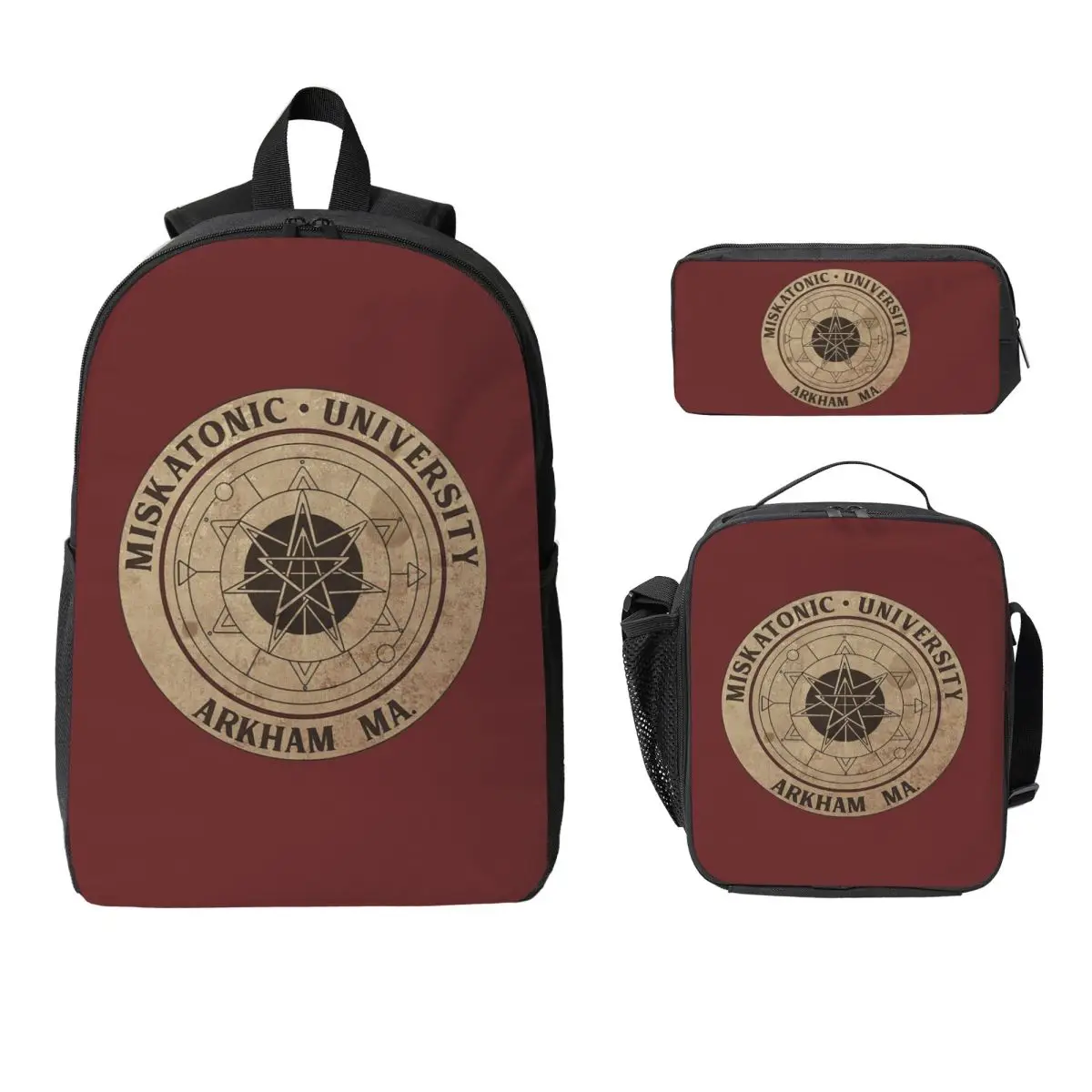

Miskatonic University Backpack Student BookBag School Bag Computer Shoulder Bags 3ps Insulated Lunch Bag Pencil Case