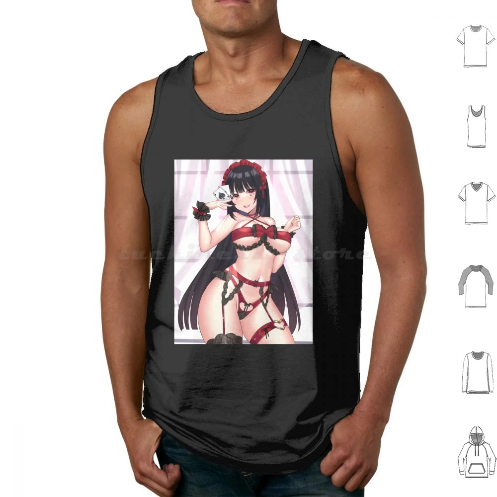 Yumeko Yabami Lewd Maid Tank Tops Print Cotton Jabami Yumeko Jabami Yumeko Compulsive Gambler Cute Kawaii Anime Manga