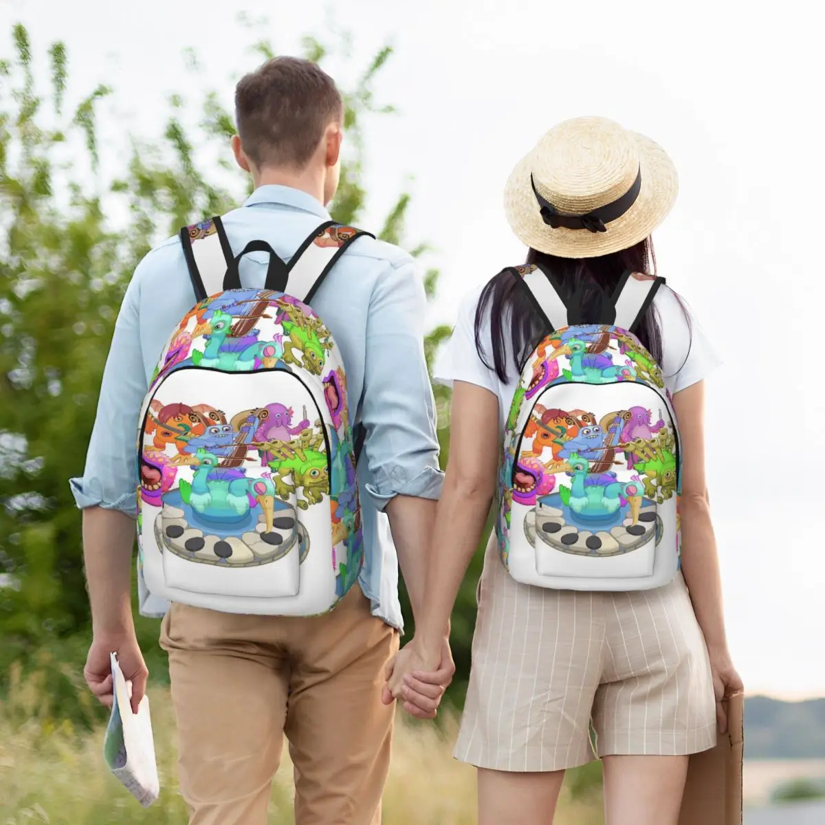 Wubbox My Singing Monsters Student Backpack School Bag Hiking Travel Daypack for Boys Girls Bookbag Shoulder Bags