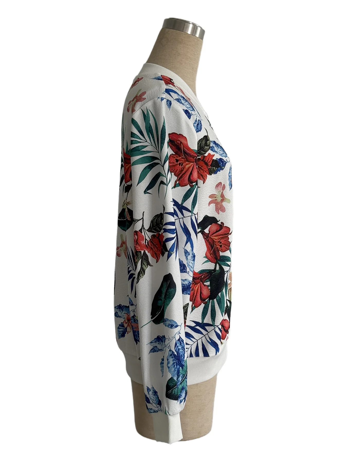 新しい、韓国、スタイル、ルーズ、フラワー、ジャケット、女性、シック、パッチワーク、スタンド、プリント、ジッパー、長袖、コート、トップス、野球、ユニフォーム、カジュアル、58402