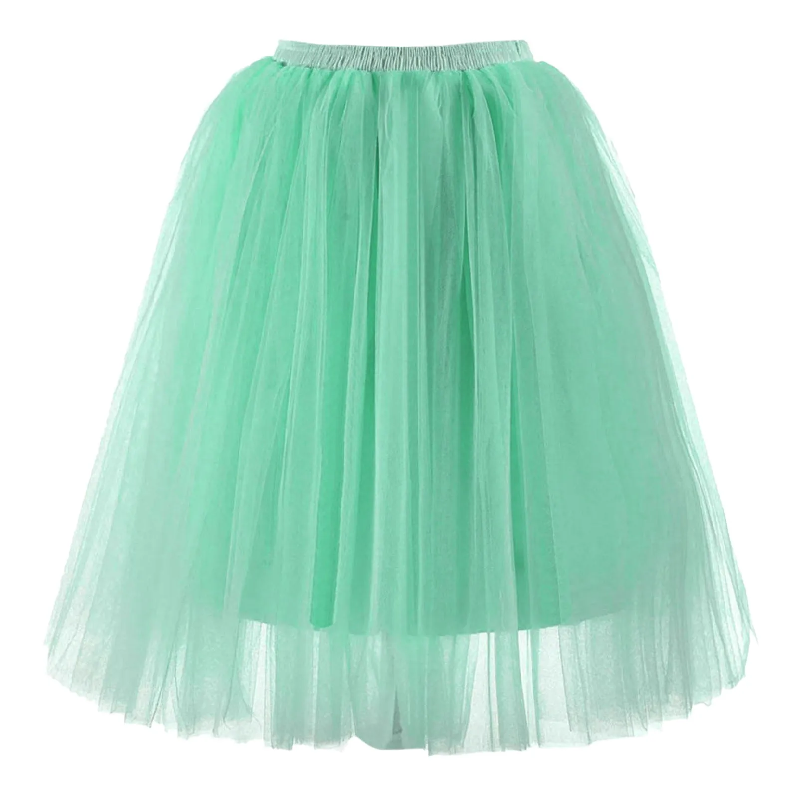 2025 Women Tulle Skirt Fashion Elegant esh Womens Pleated Knee Length Skirt Adult Tutu Dancing Skirt Green Party Faldas