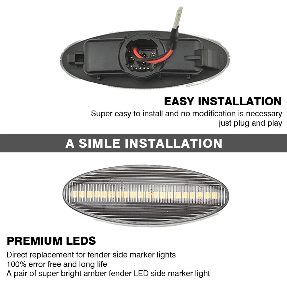 Pour Mazda Protege 2001-2003 et Tribute 2001-2006, feux de position latéraux, clignotants séquentiels, feux de signalisation dynamiques à LED.