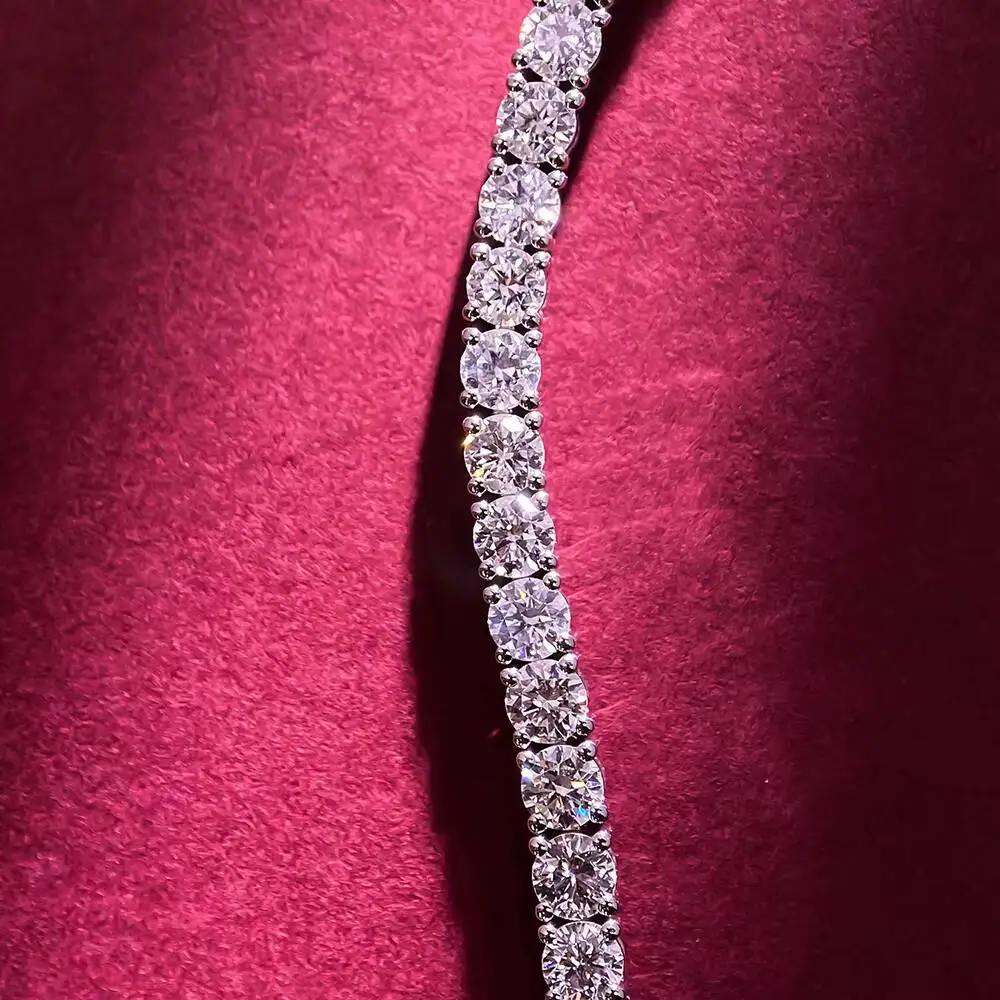S925 necklace Moissanite 2mm 3mm 4mm Four Prongs Classical Style Lab Grown Diamond 9K 14K 18K Gold Tennis Necklace Bracelet C