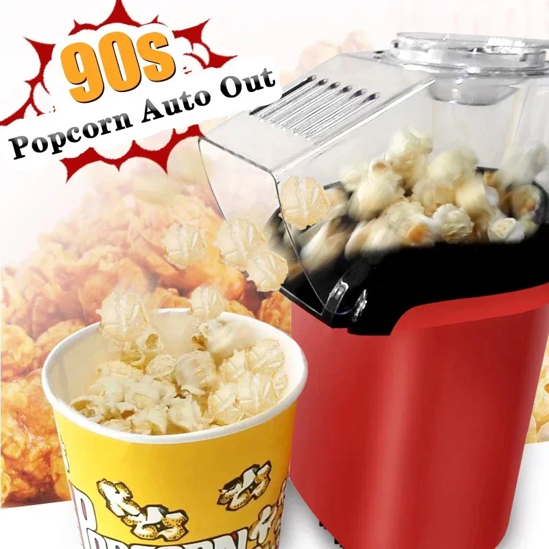 Hot Air Oil Free Healthy Popcorn Maker Machine for Home Kitchen Portable Corn Popper Quick Snack Kids Movie Night Easy Clean