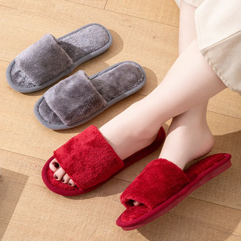 Fluffy Slippers Women Home Fashion Designer Shoes Girls Popular Casual Platform Indoor Fur Slides Ladies Flats Open Toe Elegant