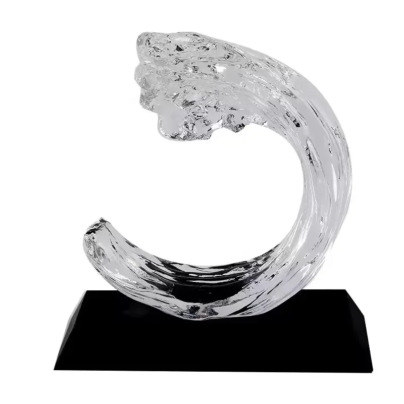 Crystal Honor Modern Light Luxury Simple Glass Ornament Wedding Wave Crafts Home Decoration Ornament