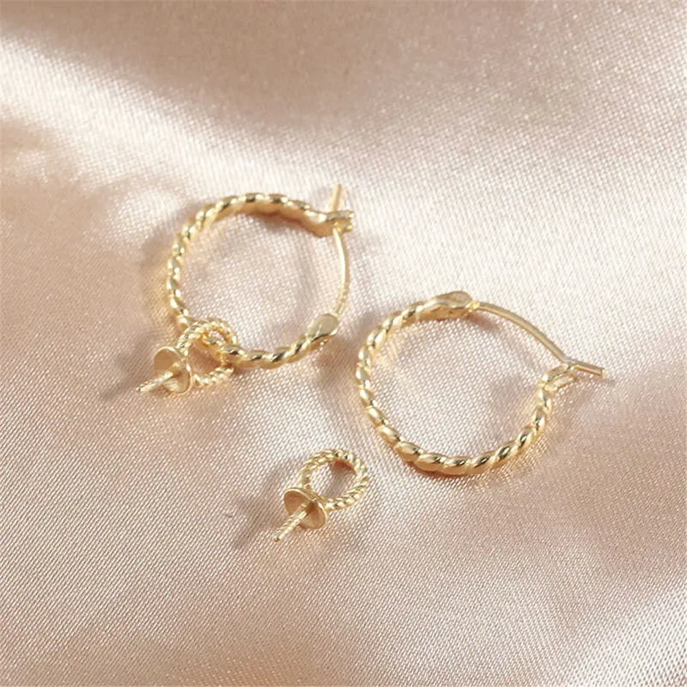 S925 Sterling Silver Pearl Earring Settings DIY Jewelry Making Supplies Blank Earring Posts for Handcrafted Accessories No Pearl