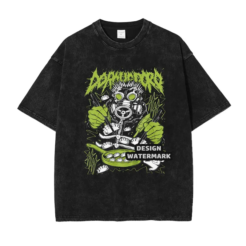 

Футболки с изображением аниме Caiman, винтажная потертая футболка D-Dorohedoro, футболка в стиле Харадзюку с мангой, топы для голени, мужские футболки из 100% хлопка