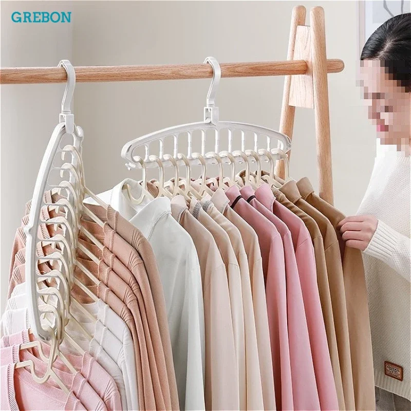 Multi-functional Folding 11-Hole Hanger Closet Organizer Rack Space-saving Multi-tier Hanging Rack Indoor Clothes Drying Rack