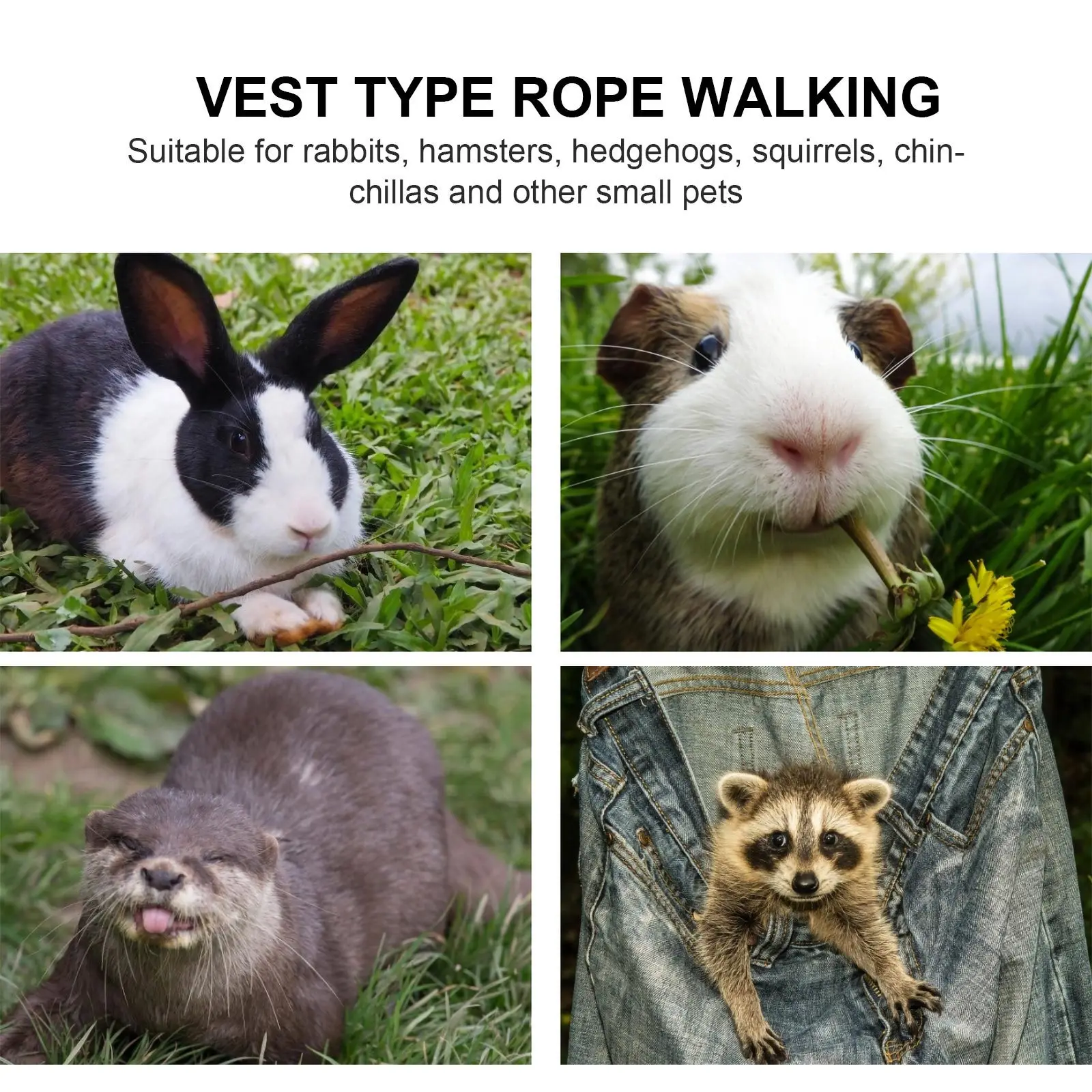 

4Pcs Rabbit Harness Leash Vest for Small Animals Lightweight Breathable Mesh Pet Wearable Gear Indoor Outdoor Activity Summer