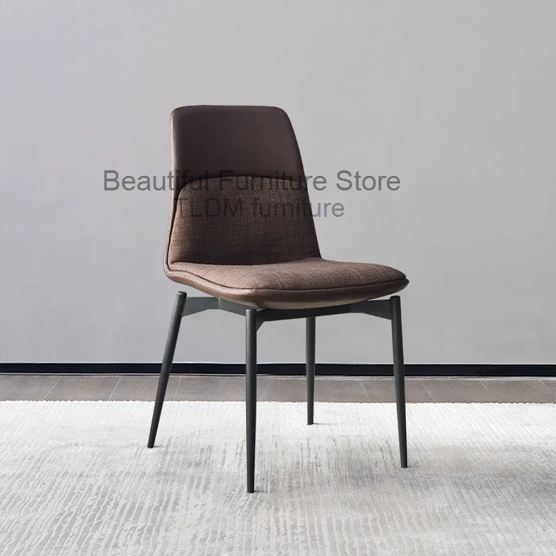 เก้าอี้นวมหนังเก้าอี้รับประทานอาหารสไตล์อิตาลีมีพนักพิงหลังสมัยใหม่เก้าอี้นั่งผ่อนคลายโต๊ะเจรจาต่อรอง perabot rumah