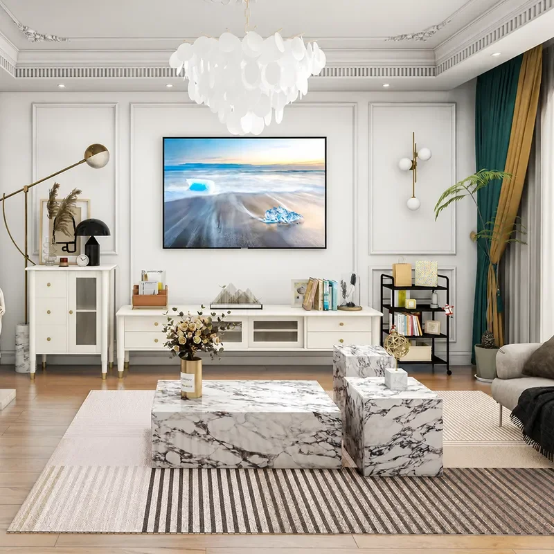 Modern Simple Marble Coffee Table Luxury Stone Edge Geometric Living Room Rock Slab Center Table Minimalist Home Furniture