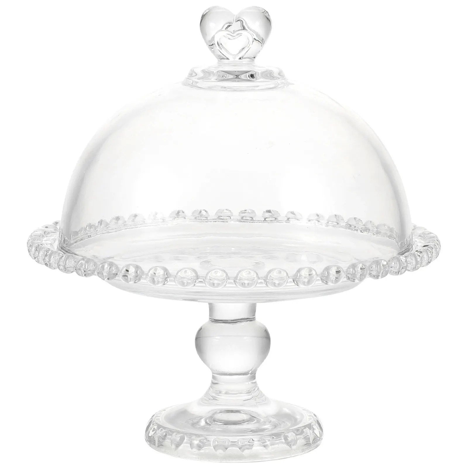 

1Set Glass Cake Dome with Handle for Easy Lifting Fresh Food Storage Tray Transparent Dessert Protective Cover Household Cake