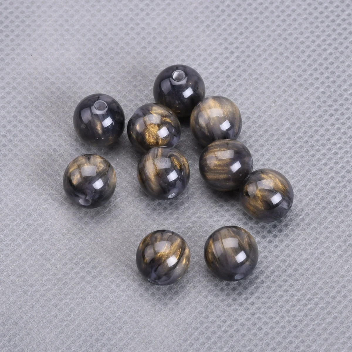 Round Glossy Black/Blue Golden Color 8mm 10mm 12mm 16mm Resin Plastic Loose Beads Lot For Jewelry Making DIY Bracelet Findings
