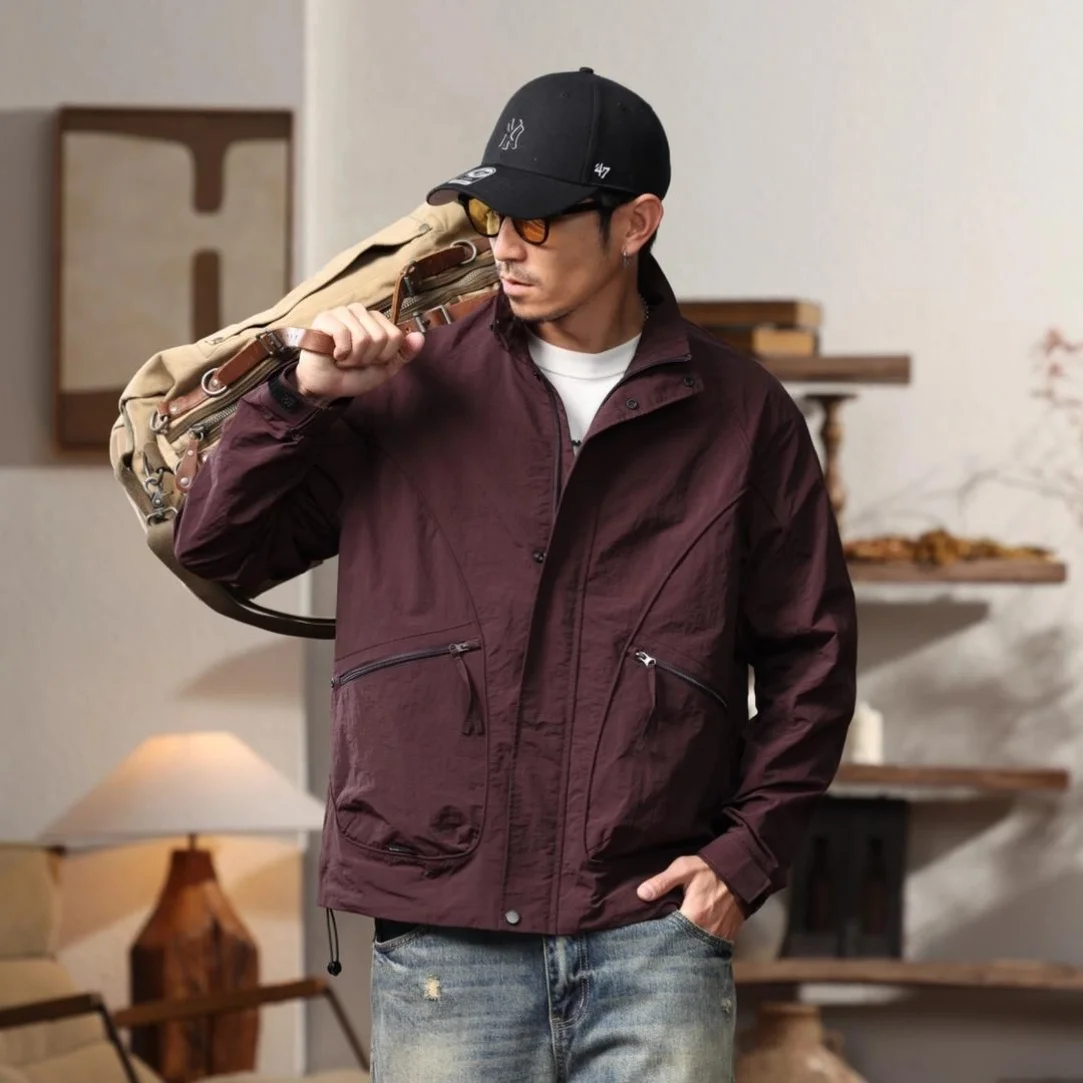 

Мужская повседневная куртка для активного отдыха с воротником-стойкой, свободного кроя, с защитой от солнца, весенне-осенняя, универсальная верхняя одежда, модная рабочая одежда