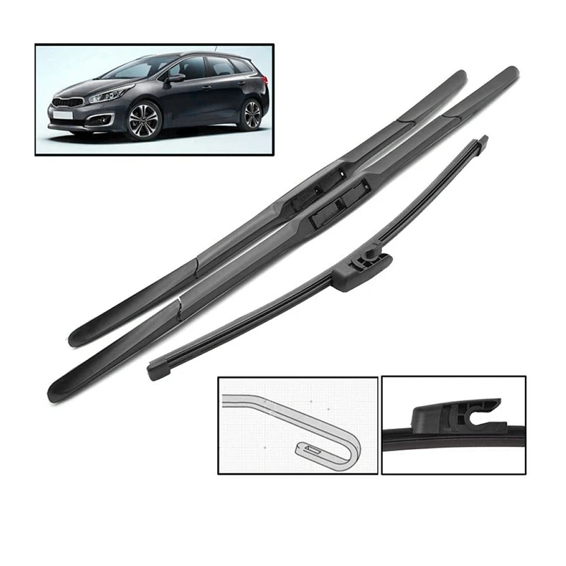 Car Front And Rear Wiper Blade Kit Front Rear Window Wiper Kit For KIA Cee'd Ceed 2012 2013 2014 2015 2016 2017