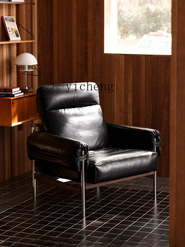 

LSL | Living Room Single Seat Vintage Light Luxury Oil Wax Genuine Leather Sofa Top Layer Cowhide