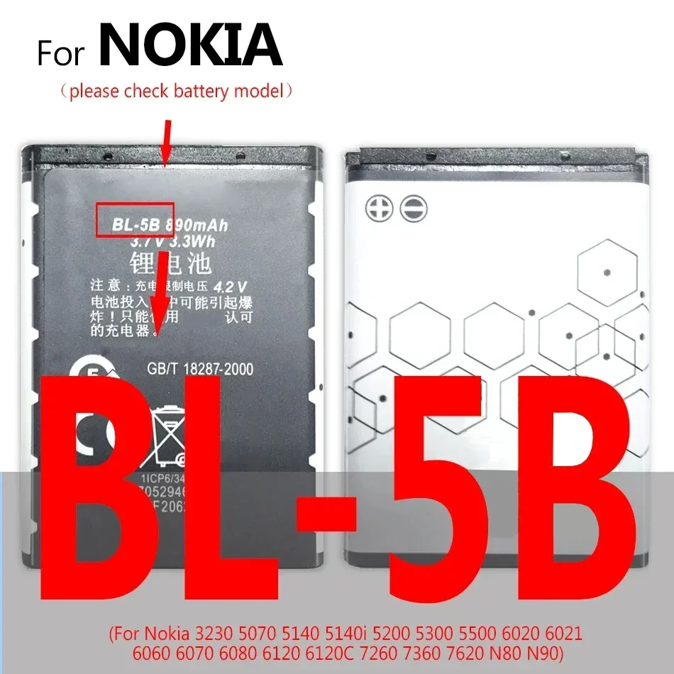 BL 5CA/4C/5B/5C/بطارية لنوكيا 1110 1111 1200 5130XM 7600 N70 E60 5030 C2-00 X2-01 1202 1265 3230 5070 5140 1112 1208 1600